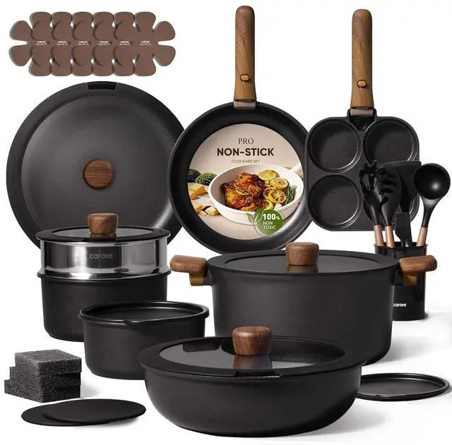 Main image of 33pcs Pots and Pans Non Stick, Cookware Sets Detachable Handle, Induction Kitchen Pots and Pans,NonStick Cooking Set, Oven/Dishwasher/Fridge Safe, Space Saving, Mothers Day Gifts
