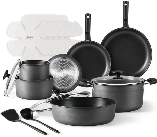 Main image of 20pcs 4-Ply Premium Hard Anodized Pots and Pans Set Non Stick with Detachable Handle, Dishwasher/Oven Safe, RV Kitchen Cookware Set Nonstick, Induction Cookware, Large Capacity Pans and Pot Set