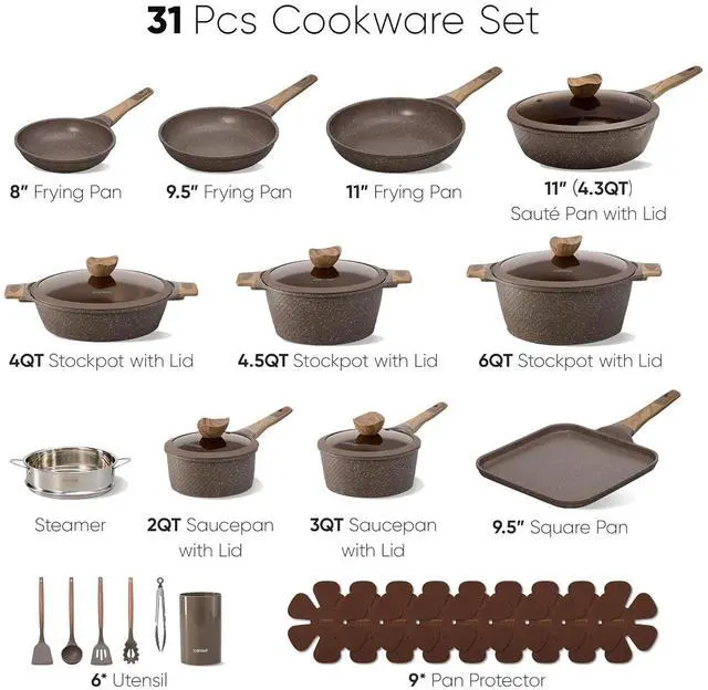 Alt view image 2 of 7 - 31pcs Pots and Pans Set Non Stick, Cookware Set Pots and Pans Induction Cook Ware, Nonstick Kitchen Cooking, PFOA Free