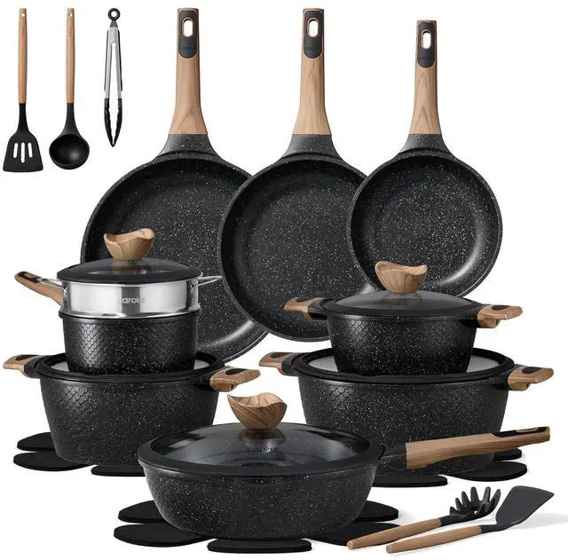 Main image of 26PCS Pots and Pans Set Non Stick, Cookware Set Pots and Pans Induction Cook Ware, Nonstick Kitchen Cooking, PFOA Free, Black