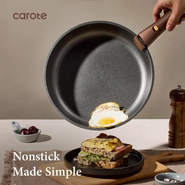 Alt view image 3 of 7 - 21pcs Pots and Pans Set, Nonstick Cookware Set Detachable Handle, Induction Kitchen Cookware Sets Non Stick with Removable Handle, RV Cookware Set, Oven Safe, Brown