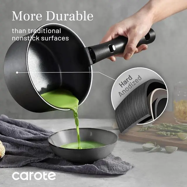 Alt view image 4 of 7 - 20pcs 4-Ply Premium Hard Anodized Pots and Pans Set Non Stick with Detachable Handle, Dishwasher/Oven Safe, RV Kitchen Cookware Set Nonstick, Induction Cookware, Large Capacity Pans and Pot Set