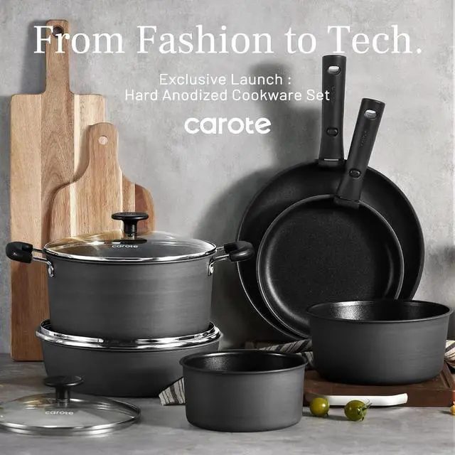 Alt view image 7 of 7 - 20pcs 4-Ply Premium Hard Anodized Pots and Pans Set Non Stick with Detachable Handle, Dishwasher/Oven Safe, RV Kitchen Cookware Set Nonstick, Induction Cookware, Large Capacity Pans and Pot Set