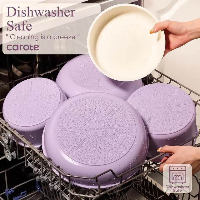Alt view image 7 of 7 - Pots and Pans Set Non Stick, Cookware Sets, 19pcs Kitchen Set, Oven/Fridge Safe, Space Saving Pots Set, Nonstick Set with Versatile Removable/Detachable Handle, Induction RV Set, Purple