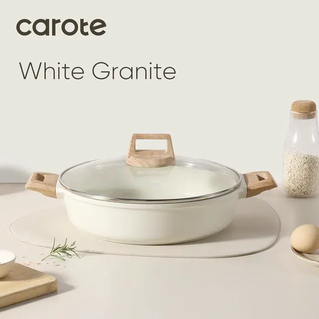 Alt view image 6 of 7 - Nonstick Stock Pot with Lid Soup Pot, 4 Quart with Lid, Casserole Super Easy to Clean Non Stick Cooking Pot Cookware PFOA Free, White Granite