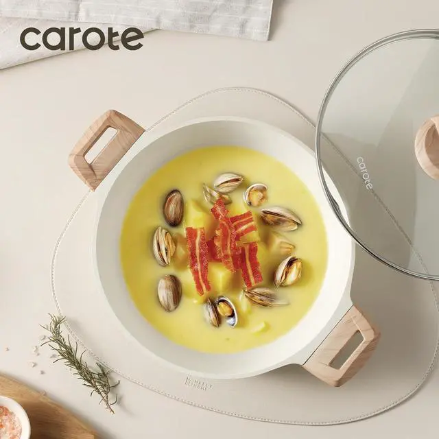 Alt view image 5 of 7 - Nonstick Stock Pot with Lid Soup Pot, 4 Quart with Lid, Casserole Super Easy to Clean Non Stick Cooking Pot Cookware PFOA Free, White Granite