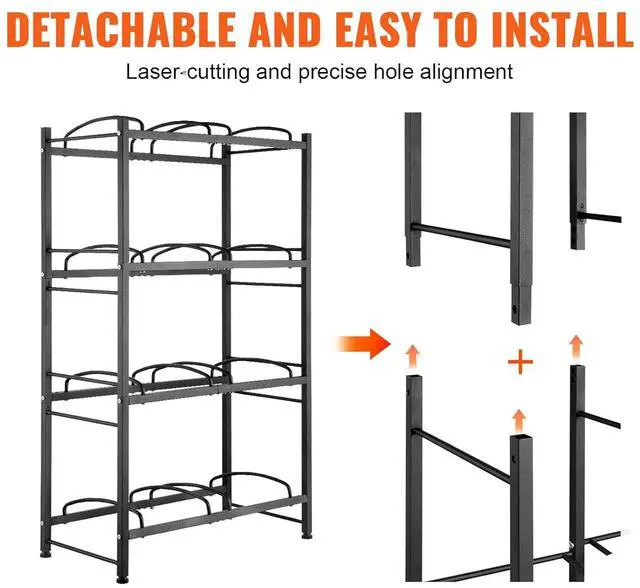 Alt view image 4 of 7 - 4 Tiers Water Jug Holder, 5 Gallon Water Bottle Holder, Double Row Water Bottle Rack for 8 Bottles, Heavy Duty Water Jug Rack for Kitchen, Office, Living Room, Black