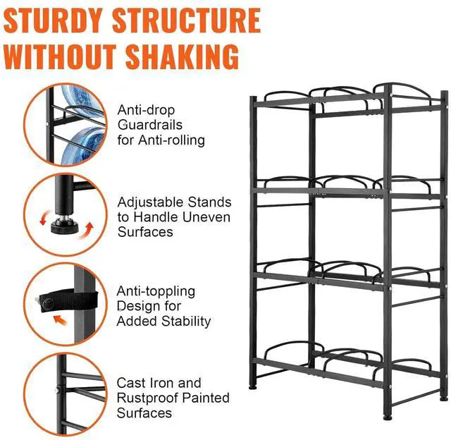 Alt view image 5 of 7 - 4 Tiers Water Jug Holder, 5 Gallon Water Bottle Holder, Double Row Water Bottle Rack for 8 Bottles, Heavy Duty Water Jug Rack for Kitchen, Office, Living Room, Black
