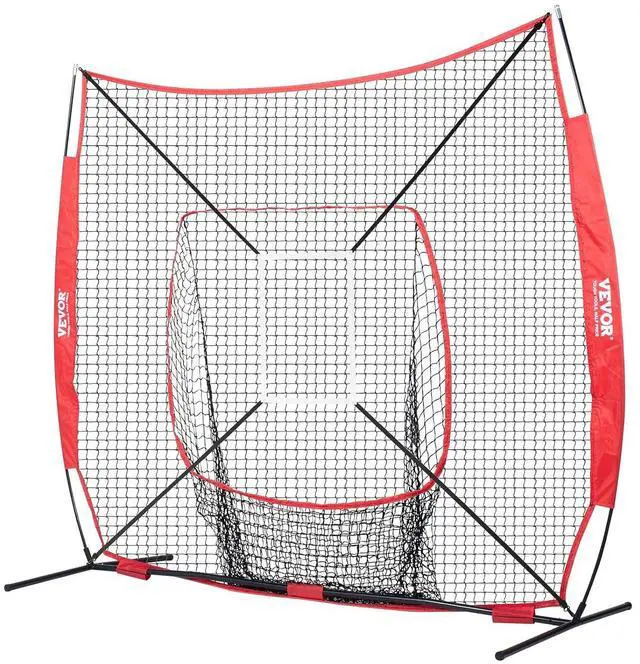 Alt view image 4 of 7 - Softball Practice Net, Portable Baseball Training Net for Hitting, Batting, Catching, Pitching - Backstop Equipment with Bow Frame, Carry Bag, Strike Zone, Batting Tee