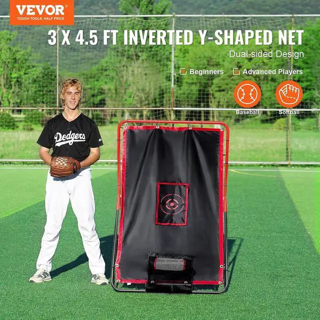 Alt view image 2 of 7 - Baseball and Softball Rebounder Net, PitchBack Baseball Pitching Net, Volleyball Pitch Return Trainer Rebound Net with Pitching Target, All Angle Fielding Rebound Net for Grounders Pop Flies
