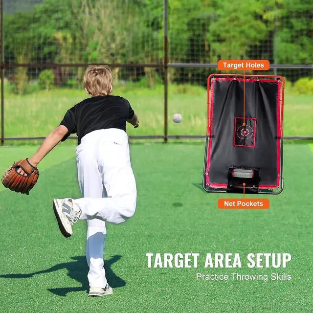 Alt view image 4 of 7 - Baseball and Softball Rebounder Net, PitchBack Baseball Pitching Net, Volleyball Pitch Return Trainer Rebound Net with Pitching Target, All Angle Fielding Rebound Net for Grounders Pop Flies