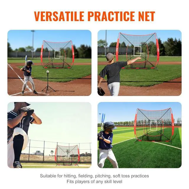 Alt view image 5 of 7 - 7x7ft Baseball Softball Practice Net, Portable Baseball Training Net for Hitting Batting Catching Pitching, Backstop Baseball Equipment Training Net