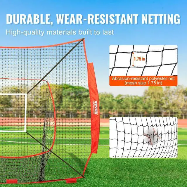 Alt view image 3 of 7 - 7x7ft Baseball Softball Practice Net, Portable Baseball Training Net for Hitting Batting Catching Pitching, Backstop Baseball Equipment Training Net