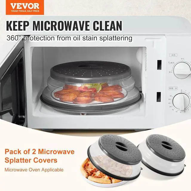 Alt view image 2 of 7 - Microwave Splatter Covers, 2 Pack 10.4" Collapsible Microwave Lid for Food, 300°F Heat-Resistant PP Splatter Guard for Plate Dish, Multi-Use Kitchen Colander Gadget for Washing Fruits Vegetables