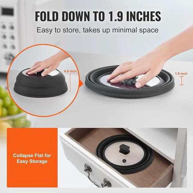Alt view image 6 of 7 - Microwave Splatter Cover & Mat, 10.8" Collapsible Microwave Lid for Food, 500°F Heat-Resistant Silicone & Tempered Glass Splatter Guard for Plate Dish, Multi-Purpose Kitchen Gadget with Handle