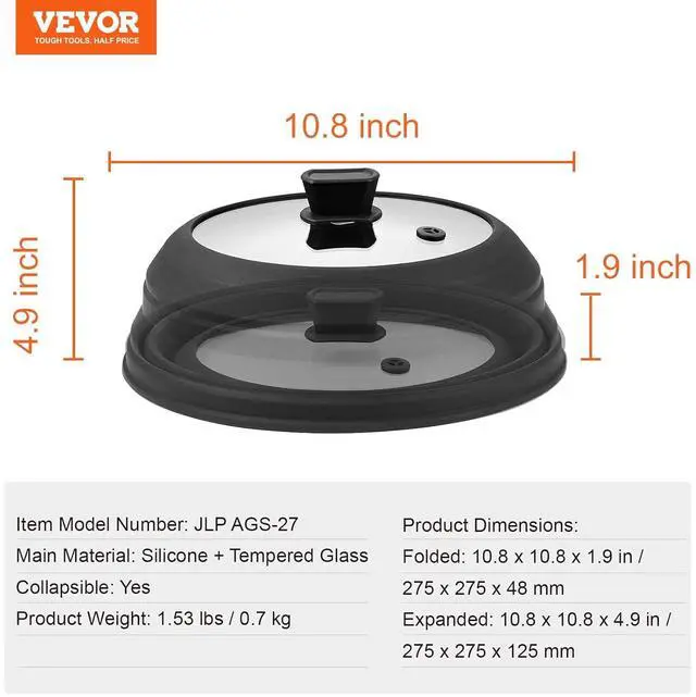 Alt view image 7 of 7 - Microwave Splatter Cover & Mat, 10.8" Collapsible Microwave Lid for Food, 500°F Heat-Resistant Silicone & Tempered Glass Splatter Guard for Plate Dish, Multi-Purpose Kitchen Gadget with Handle