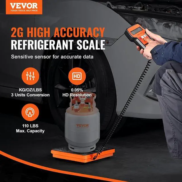 Alt view image 2 of 7 - Refrigerant Scale 110 LBS HAVC Charging Recovery Freon Scale, with Wired Remote Control, 2g High Precision Electronic Digital Recovery Weight Scale with Case and Dry Battery