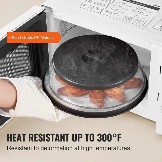 Alt view image 4 of 7 - Microwave Splatter Covers, 2 Pack 10.4" Collapsible Microwave Lid for Food, 300°F Heat-Resistant PP Splatter Guard for Plate Dish, Multi-Use Kitchen Colander Gadget for Washing Fruits Vegetables