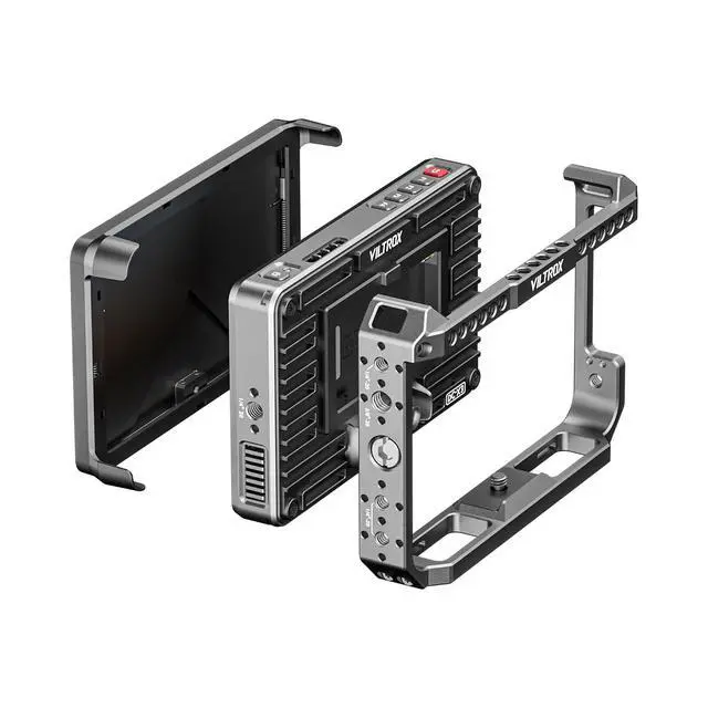 Alt view image 2 of 6 - DC-X3 SDI Monitor Kit with Rig Cage, 6 Inch Touchscreen Camera Field Monitor Cage Kit 4K HDMI, 2000Nits Daylight Viewable DSLR Camera Monitor, with Battery/Sunshade/Protective Case
