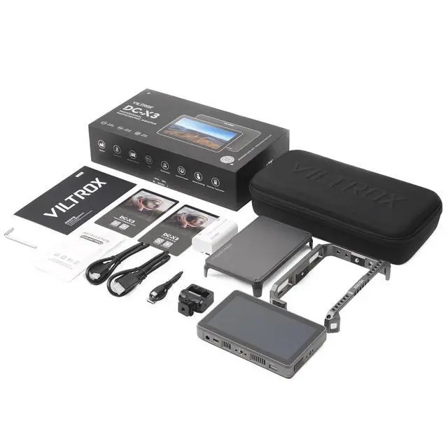 Alt view image 5 of 6 - DC-X3 SDI Monitor Kit with Rig Cage, 6 Inch Touchscreen Camera Field Monitor Cage Kit 4K HDMI, 2000Nits Daylight Viewable DSLR Camera Monitor, with Battery/Sunshade/Protective Case