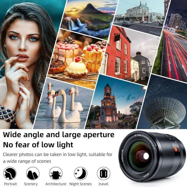 Alt view image 2 of 7 - AF 13mm F1.4 XF Lens for Fuji-X Mount, Large Aperture F/1.4 APS-C Prime Lens for Fujifilm Camera X-A5 X-A7 X-E1 X-E2S X-H1 X-M1 X-PRO2 X-PRO3 X-T1 X-T10 X-T30II X-T100 X-S10 X-H2S X-T5