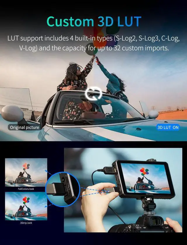 Alt view image 7 of 7 - FEELWORLD SC6 6 inch 1500nit 3G SDI Aluminum On Camera Field DSLR Monitor, Touchscreen Support HDMI 4K60 Custom 3D LUT, Waveform for Outdoor Professional Video Photography with F750 Battery and Bag
