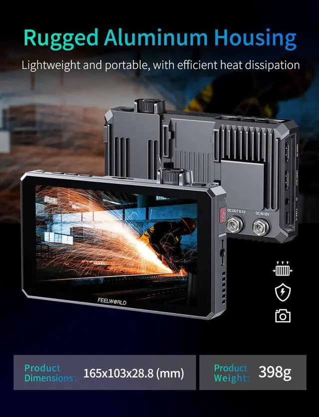 Alt view image 4 of 7 - FEELWORLD SC6 6 inch 1500nit 3G SDI Aluminum On Camera Field DSLR Monitor, Touchscreen Support HDMI 4K60 Custom 3D LUT, Waveform for Outdoor Professional Video Photography with F750 Battery and Bag