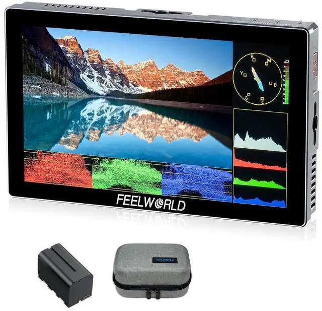 Main image of FEELWORLD P6X 5.5 inch 1000nit Aluminium Camera Field DSLR Monitor with F750 4400mAh Battery and Bag Touchscreen High Brightness Portable Waveform LUT HDR 4K HDMI Input and Output Weight 249g