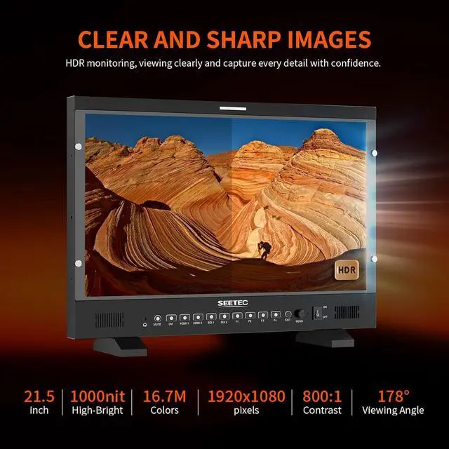 Alt view image 4 of 7 - P215 PRO 21.5" 1000nit Broadcast Director Production Monitor with LUT Waveform HDR, 3G SDI HDMI Input Output, HDMI Support 4K 60