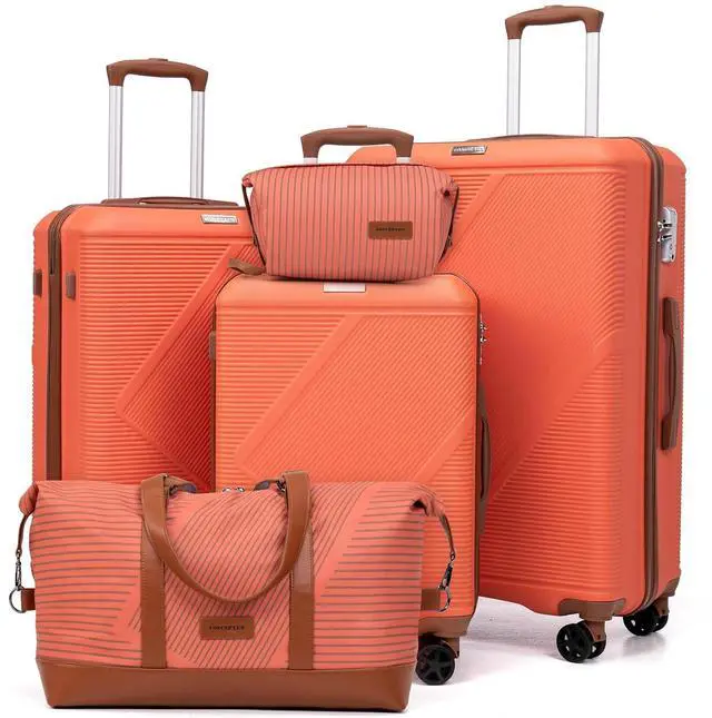 Main image of CONCEPTEN Luggage Sets 5 Piece, Hardside Spinner Suitcases with Wheels, Lightweight Carry On Luggage Set with TSA Lock, 20in 24in 28in ABS Hardshell Travel Set, Tangerine