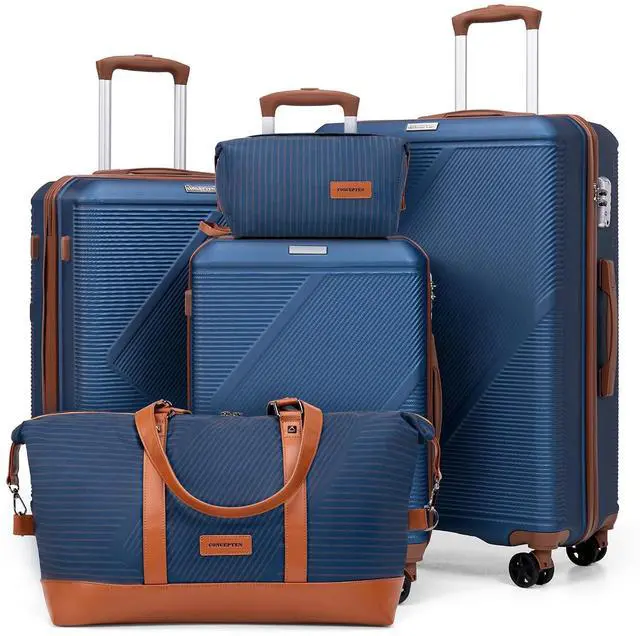 Main image of CONCEPTEN Luggage Sets 5 Piece, Hardside Spinner Suitcases with Wheels, Lightweight Carry On Luggage Set with TSA Lock, 20in 24in 28in ABS Hardshell Travel Set, Blue