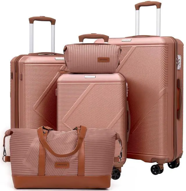 Main image of CONCEPTEN Luggage Sets 5 Piece, Hardside Spinner Suitcases with Wheels, Lightweight Carry On Luggage Set with TSA Lock, 20in 24in 28in ABS Hardshell Travel Set, Pink