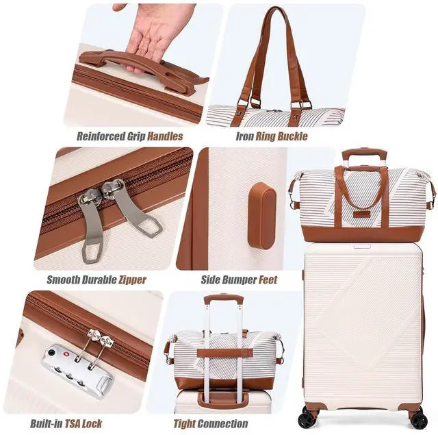 Alt view image 2 of 6 - CONCEPTEN Luggage Sets 5 Piece, Hardside Spinner Suitcases with Wheels, Lightweight Carry On Luggage Set with TSA Lock, 20in 24in 28in ABS Hardshell Travel Set, Lavender
