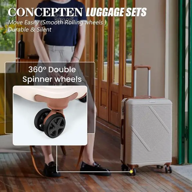 Alt view image 4 of 6 - CONCEPTEN Luggage Sets 5 Piece, Hardside Spinner Suitcases with Wheels, Lightweight Carry On Luggage Set with TSA Lock, 20in 24in 28in ABS Hardshell Travel Set, Lavender