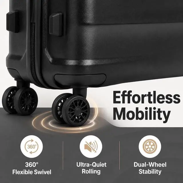Alt view image 4 of 7 - 5 Piece Luggage Sets with Spinner Wheels, ABS Hard Shell Suitcase, TSA Lock