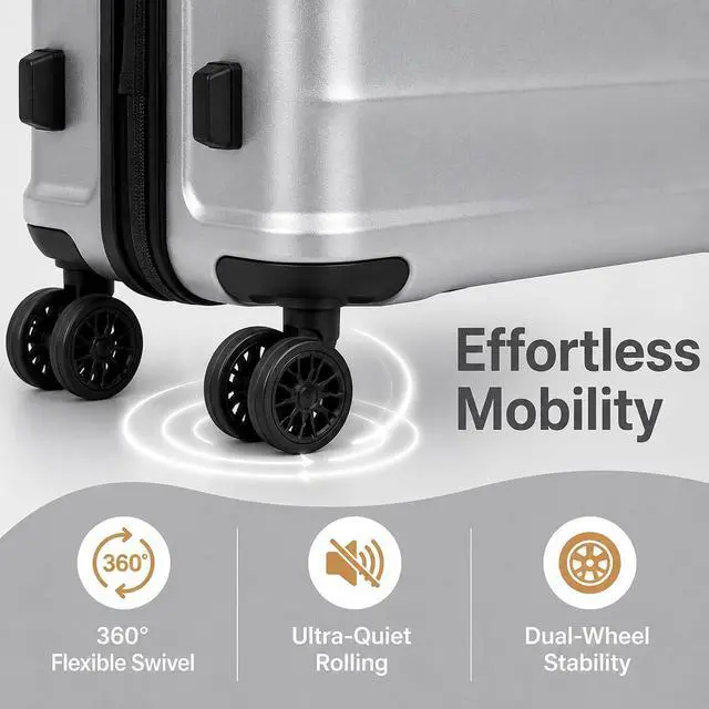 Alt view image 4 of 7 - CONCEPTEN 5 Piece Luggage Sets with Spinner Wheels, ABS Hard Shell Suitcase, TSA Lock