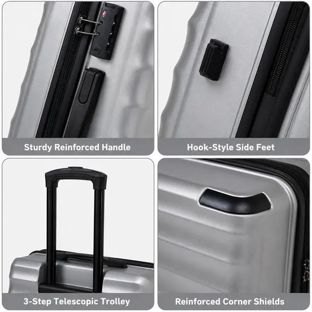 Alt view image 6 of 7 - CONCEPTEN 5 Piece Luggage Sets with Spinner Wheels, ABS Hard Shell Suitcase, TSA Lock
