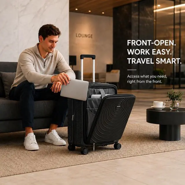 Alt view image 2 of 6 - CONCEPTEN 21'' Expandable Suitcase Set,PP Carry on Luggage Sets with TSA Lock,3 Piece