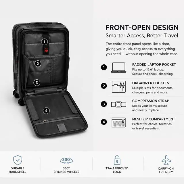 Alt view image 3 of 6 - CONCEPTEN 21'' Expandable Suitcase Set,PP Carry on Luggage Sets with TSA Lock,3 Piece