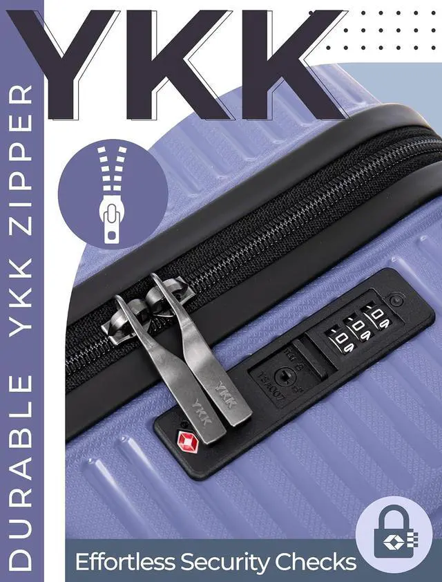Alt view image 3 of 6 - CONCEPTEN Luggage Sets,Suitcases with Wheels, Hardshell Suitcase Set, PP Carry on Luggage Set with TSA Lock, Travel Luggage (Light Purple, Bag Type)