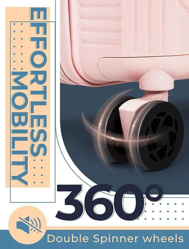 Alt view image 3 of 6 - CONCEPTEN Luggage Sets,Suitcases with Wheels, Hardshell Suitcase Set, PP Carry on Luggage Set with TSA Lock, Travel Luggage (Pink, Bag Type)