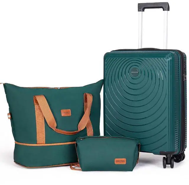 Main image of CONCEPTEN Luggage Sets,Suitcases with Wheels, Hardshell Suitcase Set, PP Carry on Luggage Set with TSA Lock, Travel Luggage (Dark Green, Bag Type)