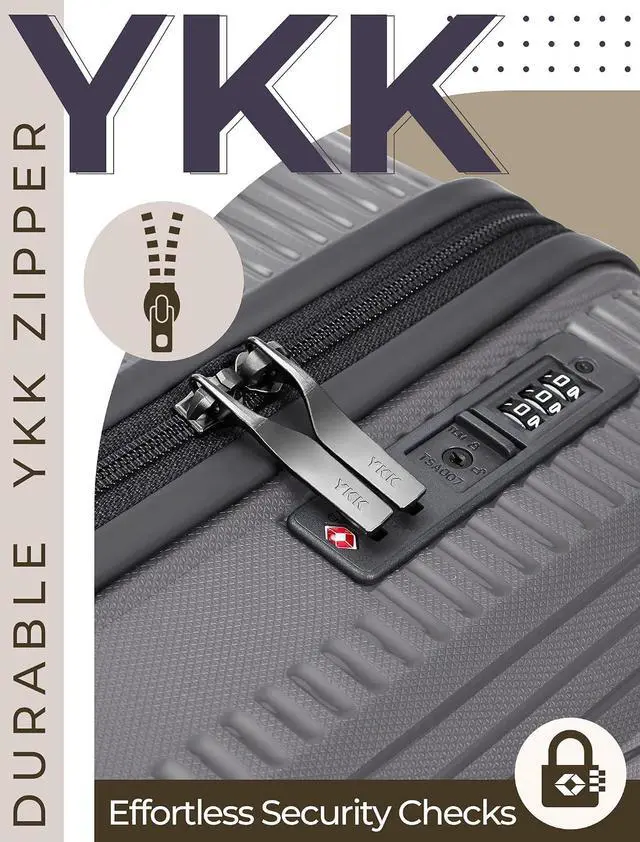 Alt view image 3 of 7 - CONCEPTEN Luggage Sets,Suitcases with Wheels, Hardshell Suitcase Set, PP Carry on Luggage Set with TSA Lock, Travel Luggage (Grey, Bag Type)