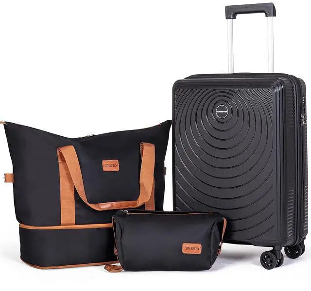 Main image of CONCEPTEN Luggage Sets,Suitcases with Wheels, Hardshell Suitcase Set, PP Carry on Luggage Set with TSA Lock, Travel Luggage (Black, Bag Type)