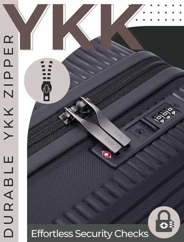 Alt view image 4 of 6 - CONCEPTEN Luggage Sets,Suitcases with Wheels, Hardshell Suitcase Set, PP Carry on Luggage Set with TSA Lock, Travel Luggage (Black, Bag Type)