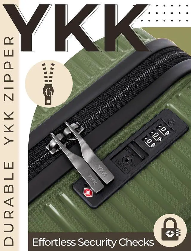 Alt view image 3 of 6 - CONCEPTEN Luggage Sets,Suitcases with Wheels, Hardshell Suitcase Set, PP Carry on Luggage Set with TSA Lock, Travel Luggage (Olive Drab, Bag Type)