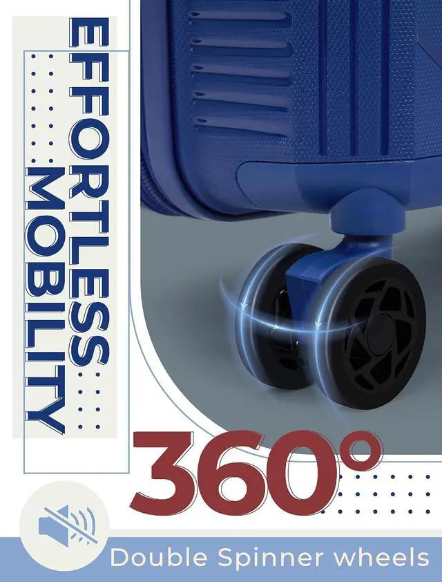 Alt view image 3 of 6 - CONCEPTEN Luggage Sets,Suitcases with Wheels, Hardshell Suitcase Set, PP Carry on Luggage Set with TSA Lock, Travel Luggage (Dark Blue, Bag Type)
