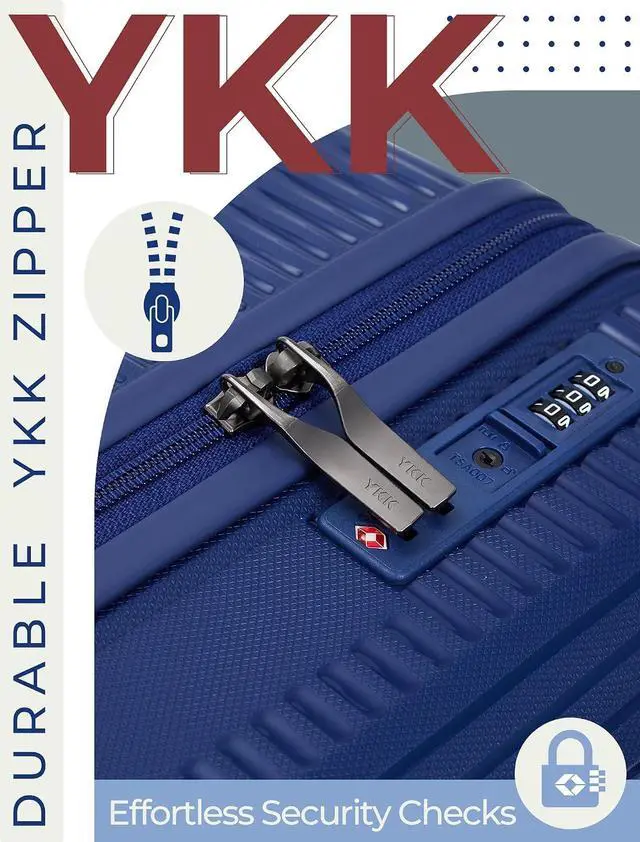 Alt view image 4 of 6 - CONCEPTEN Luggage Sets,Suitcases with Wheels, Hardshell Suitcase Set, PP Carry on Luggage Set with TSA Lock, Travel Luggage (Dark Blue, Bag Type)