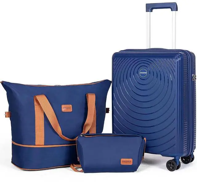 Main image of CONCEPTEN Luggage Sets,Suitcases with Wheels, Hardshell Suitcase Set, PP Carry on Luggage Set with TSA Lock, Travel Luggage (Dark Blue, Bag Type)