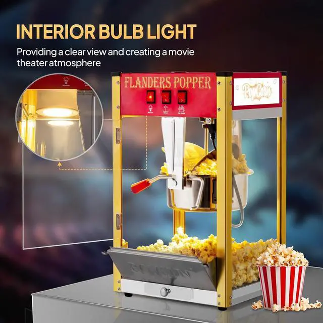 Alt view image 5 of 7 - ROVSUN Popcorn Machine with 8 Ounce Kettle Makes Up to 32 Cups ETL Certified, Countertop Popcorn Maker Commercial Popcorn Machine Movie Theater Style w/Scoop, Oil Spoon & 3 Popcorn Cups